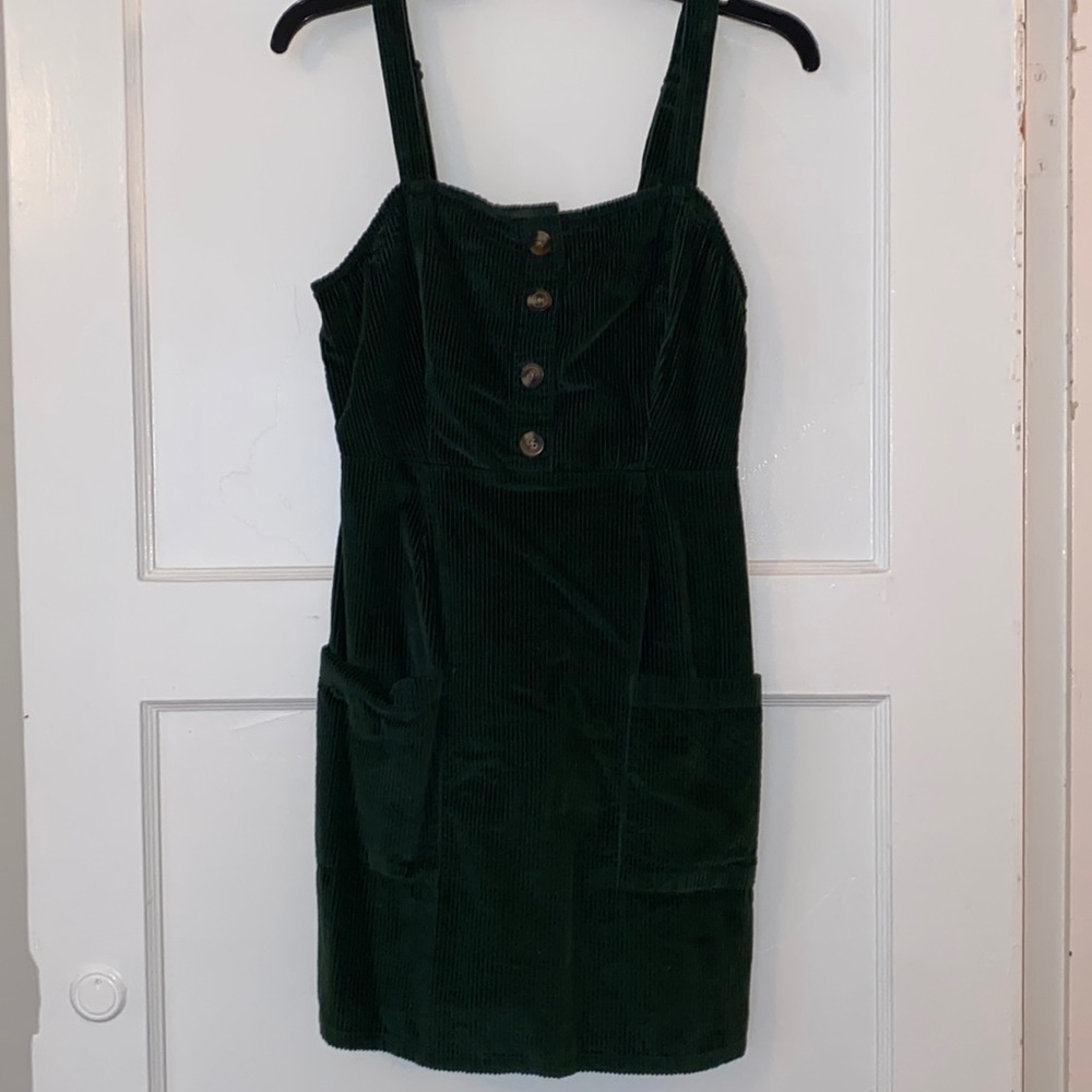 American Eagle corduroy mini dress, dark emerald green, size small